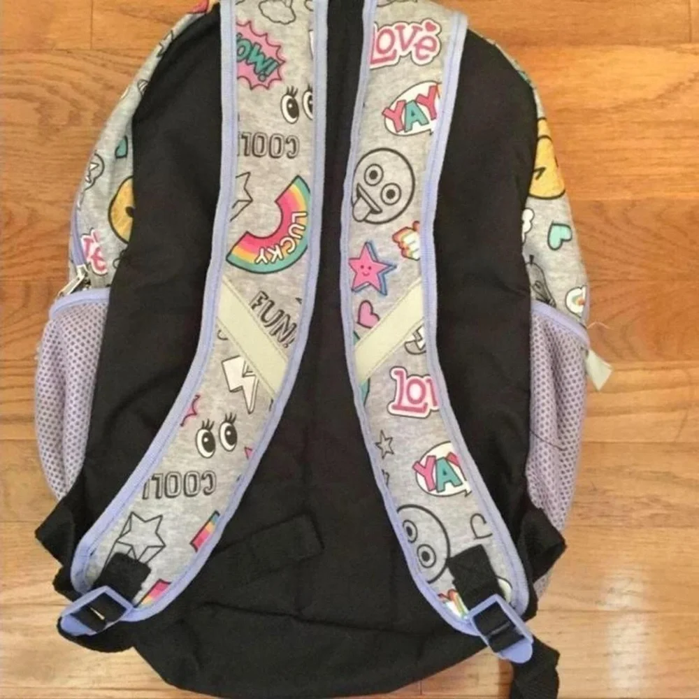 GRAY PURPLE BACKPACK EMOJI STICKERS ICONS USED SCHOOL COLLEGE